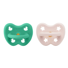 Hevea Natural Rubber Pacifier Round Art.239429 Pop of Green/Powder Pink  Natural anatomical 3-36 month