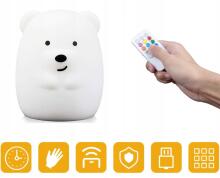 Kids Severno  Projector Bear Art.239839 Ночник детский силиконовый Медвежонок с пультом