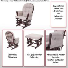 Mendler Relaxing Rocking Chair Art.HWC-C76 Velvet Grey supamoji kėdė