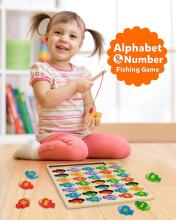 Coogam Magnetic Alphabet Numbers Fishing Game Art.241386  Деревянный пазл Монтессори Алфавит