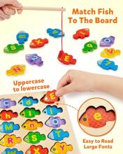 Coogam Magnetic Alphabet Numbers Fishing Game Art.241386  Деревянный пазл Монтессори Алфавит