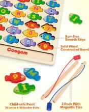 Coogam Magnetic Alphabet Numbers Fishing Game Art.241386  Деревянный пазл Монтессори Алфавит