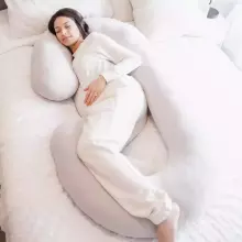 La Bebe™ Maternity Pillow Sì - Duo Art.223740 100% cotton, beige with pattern. Multifunctional maternity pillow with memory foam filling