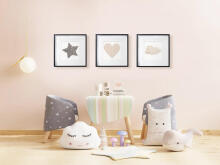 Room Accesories Art.296386 Decorative wall art in frame "Mini teddy bear" – fluffy textile panel for kids' room