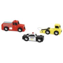 CLASSIC WORLD mediniai automobiliai, policijos gaisrinė mašina, 3 vnt. rinkinys