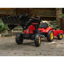 FALK Supercharger Tractor Red Opening Hood with Trailer + Bucket From 2 Years