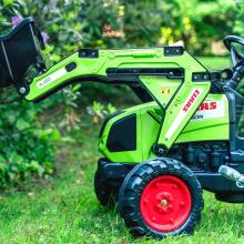 FALK Pedalinis traktorius su kaušu ir priekaba, žalias, CLAAS, nuo 3 metų