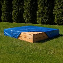Bebe Basic Wood Sandbox Art.249101 Grey sandbox with a lid and a bench, 120x120 cm