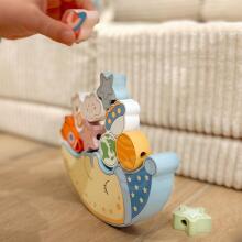 TOOKY TOY Medinis dėlionės žaislas „Cosmic Miegantis Mėnulis“ su balansuojančia Montessori erdve