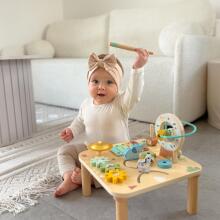 WOOPIE GREEN Medinis edukacinis stalas muzikinis sensorinis labirintas 5in1