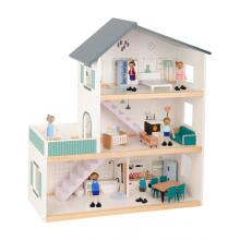 TOOKY TOY didelis medinis lėlių namelis + figūrėlės FSC