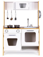Wooden Play Kitchen with Multimedia Burners for Kids ECOTOYS