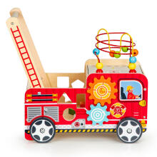 Medinis edukacinis vaikų vaikštynė su blokais - Gaisrinė ECOTOYS