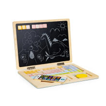 Medinis magnetinis edukacinis nešiojamas kompiuteris su telefonu ir raidėmis ECOTOYS