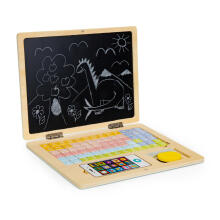 Medinis magnetinis edukacinis nešiojamas kompiuteris su telefonu ir raidėmis ECOTOYS