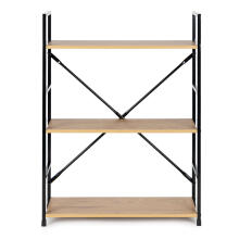 Wide Wooden Shelf with Metal Frame LOFT Style, 3 Shelves ModernHome
