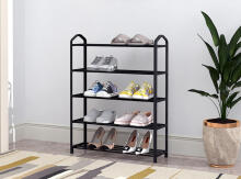 Metalinis batų stovas, 5 lentynos, 15 porų batų, juodas ModernHome