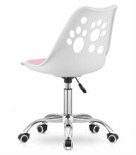 PRINT Chair White and Pink Faux Leather Swivel with Chrome Base