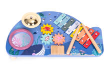 Muzikos instrumentų stalas su ksilofonu, būgnu, tamburinu ir šakeriu, jūros tema ECOTOYS