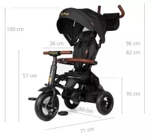 Bebe Basic Rito Deluxe Art.254139 Brown Children's tricycle with handlebars, roof and inflatable wheels