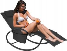 Garden lounger, armchair with organizer, black