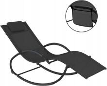 Garden lounger, armchair with organizer, black