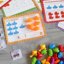 WOOPIE edukacinis rinkinys Mokymasis skaičiuoti Montessori spalvų rūšiuoklis transporto priemonėms 83 vnt.