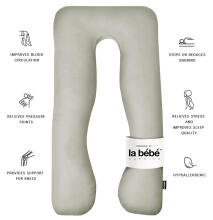 „La Bebe ™ Cushy“ motinystės pagalvė 91919 Light Grey daugiafunkcinė pagalvė nėščioms moterims (U formos) 155x80cm
