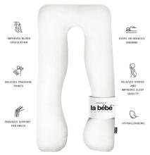 „La Bebe ™ Cushy“ motinystės pagalvė 91910 White daugiafunkcinė pagalvė nėščioms moterims (U formos) 155x80cm