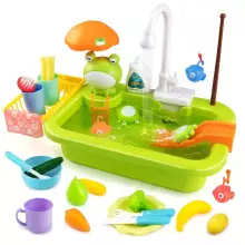 Play Sink Toy Art.257368 Green Кухонная раковина с аксессуарами