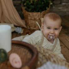 Frigg Daisy Round Latex Art.76221483 Chamomile/Honey gold Pacifier (nipple) made of 100% natural rubber 0-6 months (2 pcs.)