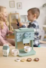 ECOTOYS Medinis žaislinis kavos aparato baristos rinkinys vaikams