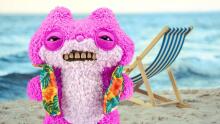Fuggler Vacay Vibes by ZURU juokingas bjaurus monstras, pliušinis kolekcinis žaislas – Sketchy Squirrel - pink, vaikiškas minkštas žaislas