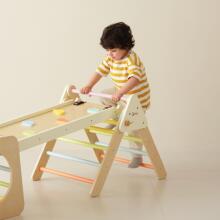 CLASSIC WORLD Wooden Climbing Set Triangle Montessori 5-in-1 - Indoor Playground Gym for Children