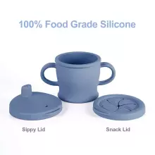 Haakaa Silicone Sip-N-Snack Cup   Art.BHK125-R Rust   Silicone container with Click Lock