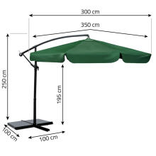 Sulankstomas sodo skėtis 8 segmentai 350 cm su uždengimu Plonos PL-881