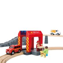 Tooky Toy Wooden Fire Station Train Ambulance 70 pcs.