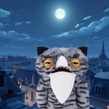 Fuggler Alley Cats (Wide Eyed Cat) – juokingas bjaurus monstriuko pliušinis žaislas su žmogaus dantimis