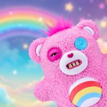 „Fuggler Care Bears“ 23 cm pliušinis žaislas („Cheer Bear“) iš „ZURU“ – juokingas bjaurus monstras, minkštas žaislas su žmogaus formos dantimis, kolekcinis pliušinis žaislas vaikams, paauglia