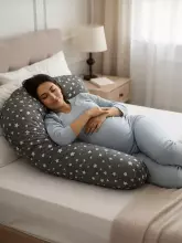 La Bebe™ Moon Cotton Maternity Pillow Art.80579822 Nordic Stones. Large pregnancy pillow with Memory Foam filling (especially soft and quiet filling)