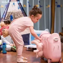 Multifunctional Children Luggage  Suitcase Art.276172 Pink Suitcase-seat on wheels 3 in 1