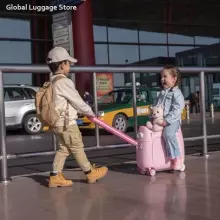 Multifunctional Children Luggage  Suitcase Art.276172 Pink Suitcase-seat on wheels 3 in 1