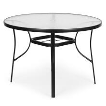Apvalus sodo stalas 80 cm, terasai, sodui, balkonui, grūdintas stiklas, skėtuko anga, MultiGarden
