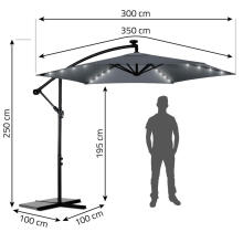 Folding Garden Parasol 6 Segments 350 cm with Cover and Lights Plonos PL-882