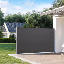 Foldable awning 300x180 cm, side roller blind, garden screen for terrace, anthracite