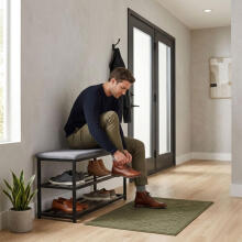 Apmuštas batų spintelės su sėdyne 80 cm, 2 lentynos, ModernHome