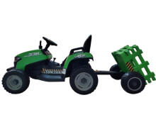 Akumuliatorinis traktorius - 12V - BBH-030 - TRAKTORIUS su PRIEKABA - ŽALIAS