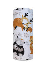 Diaper - 25584 - TETRA PRINT - EGA - LUX -   LEŚNA RODZINKA - BROWN - size 70x80 cm