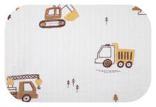 Diaper - 30565 -TETRA DRUK - EGA - TRACTOR AND EXCAVATOR - BEIGE - size 70x80 cm