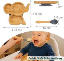 Bamboo Wood Plate Art.285615 Medinė lėkštė su siurbtuku ir skyreliais